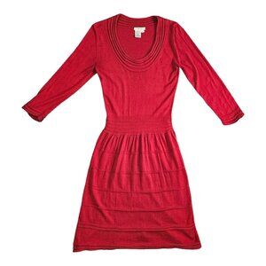 Sophie Max Chic Women's Long Sleeve Scoop Neck Midi Dress in Small